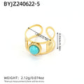 Bohemian Green Turquoise Malachite Ring for Women - Summer Jewelry Gift