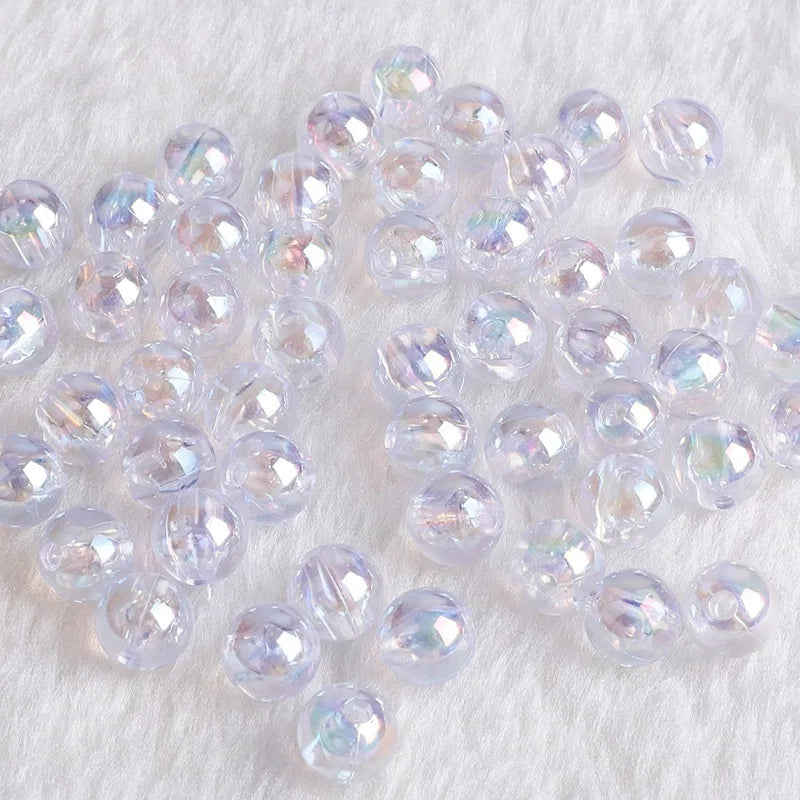 Rainbow AB Color Acrylic Beads - Loose Round Spacer Jewelry Making Supplies