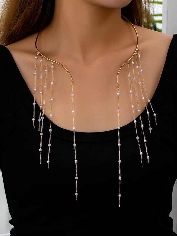 Pearl Tassel Necklace for Women - Elegant Fashion Jewelry, Party Gift