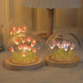 DIY Tulip Night Light with Wooden Base - Handmade LED Bedroom Decor