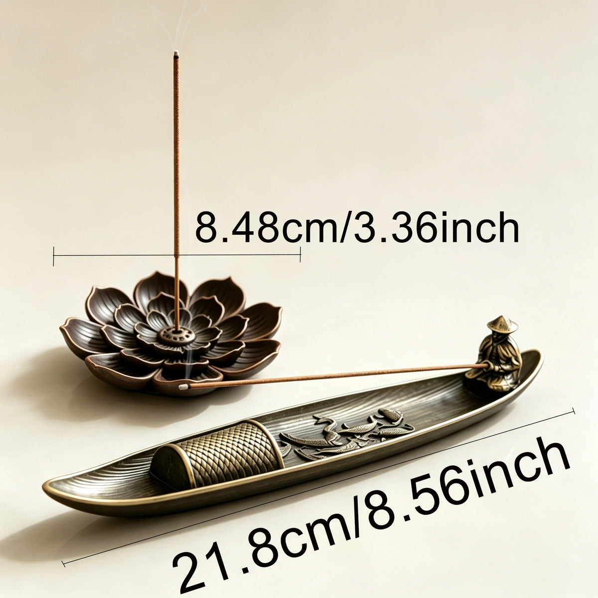 2-Piece Alloy Incense Burner Set for Stick Cone & Backflow Incense - Home Decor