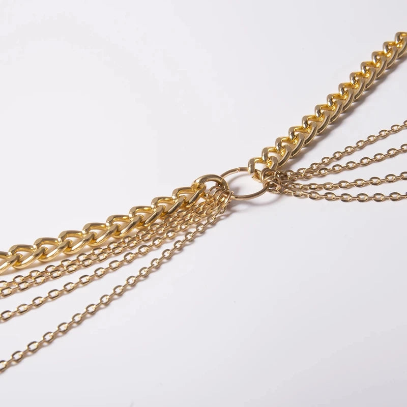 Multi Layer Waist Chain Belt for Women Hip Hop Body Jewelry Gold Silver