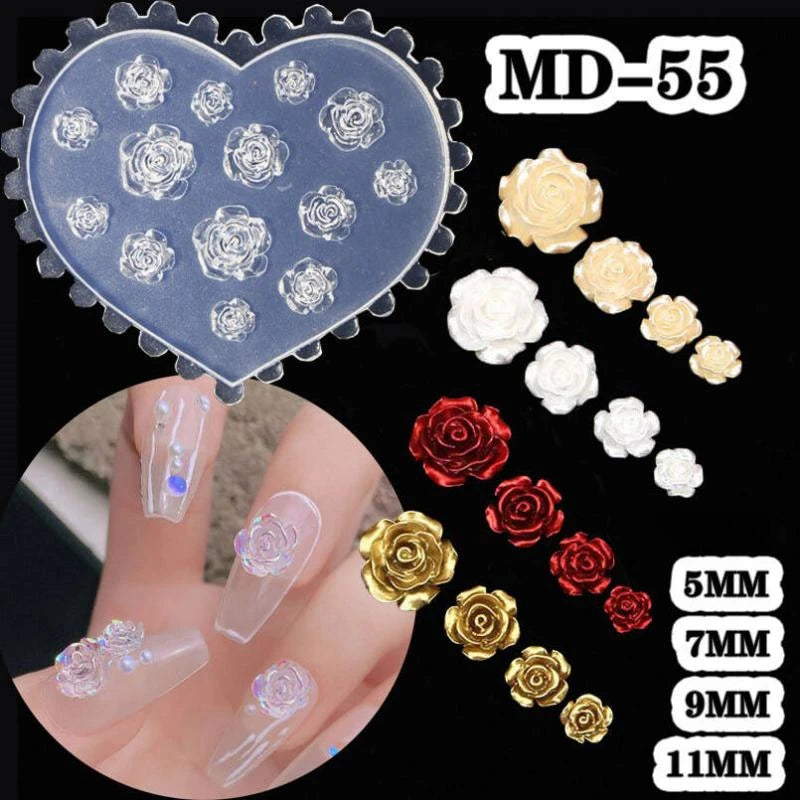 Reusable 3D Silicone Nail Art Mold for DIY Manicure Decor - Camellia Butterfly Bow