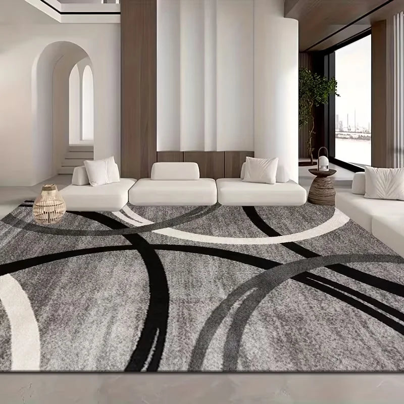 Modern Abstract Swirl Geometric Area Rug - Non-Slip Indoor Floor Mat for Living Room and Bedroom
