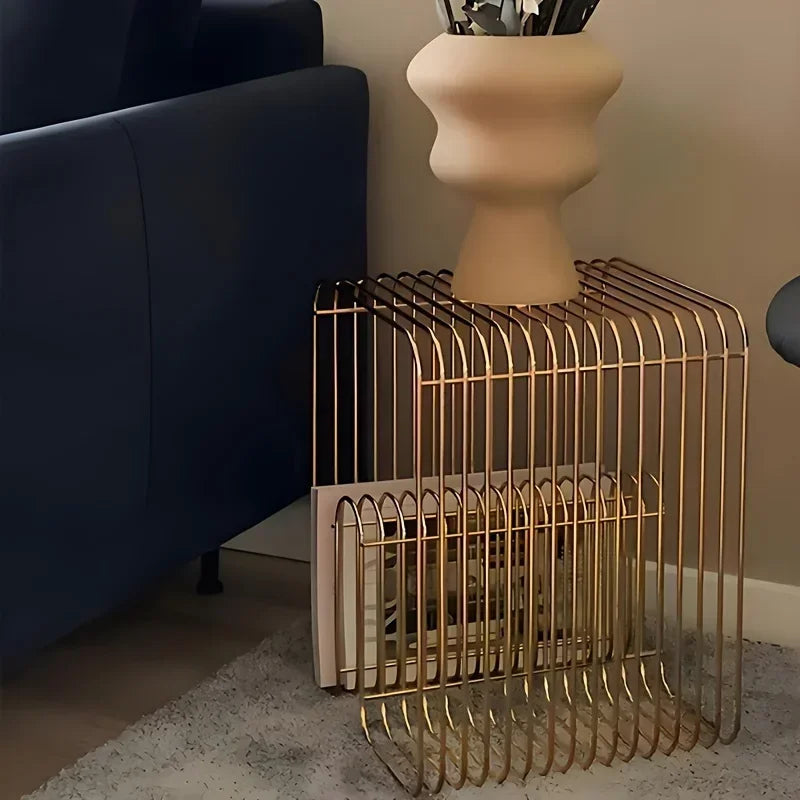 Modern Scandinavian Metal Coffee Table with Storage - Minimalist Living Room Side Table