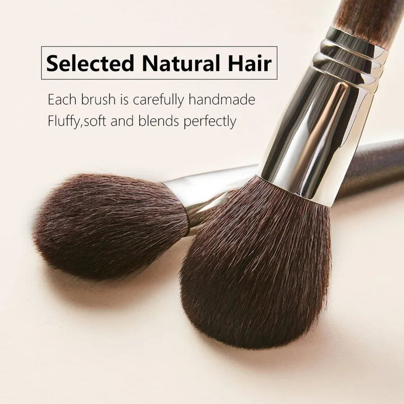 Makeup Brush Set 3 Pieces Soft Goat Hair Blusher Sculpting Highlight Tools