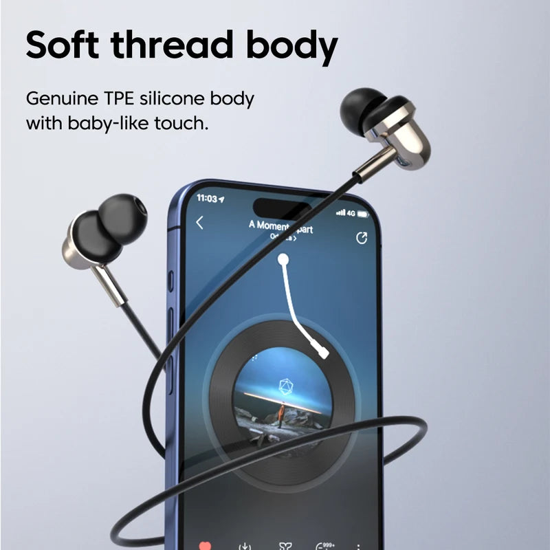 Wired In-Ear Headphones with DAC, Microphone & Inline Controls for Smartphone