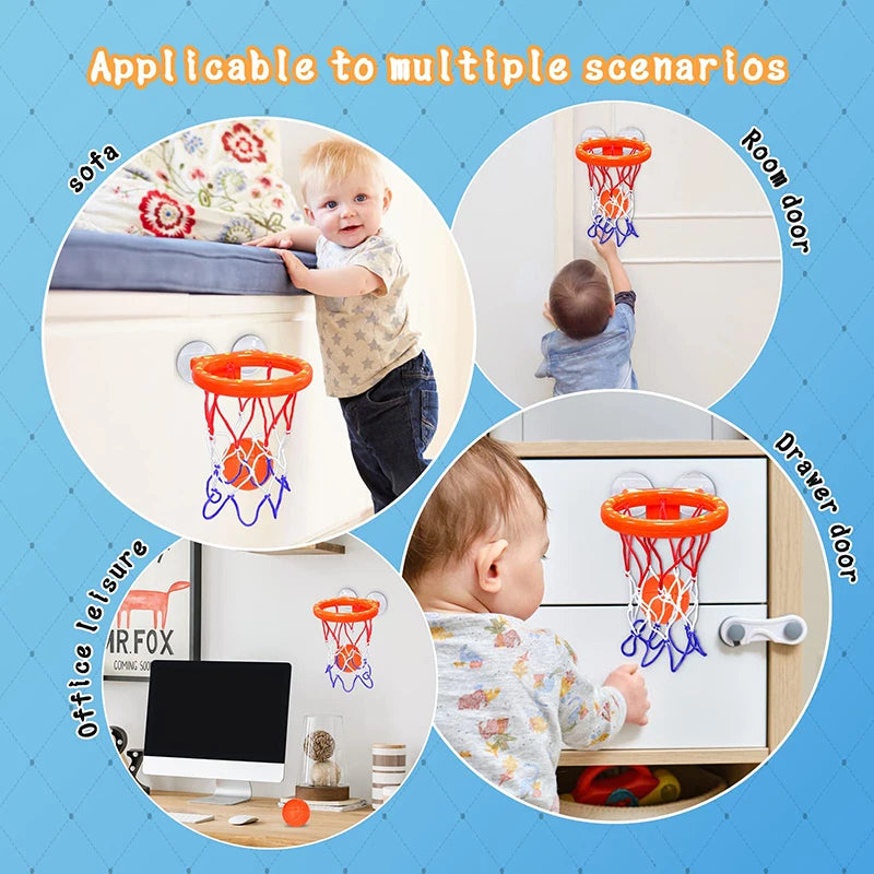 Kids Bath Basketball Playset with Suction Cup Hoop and Balls - Fun Toddler Bath Toy