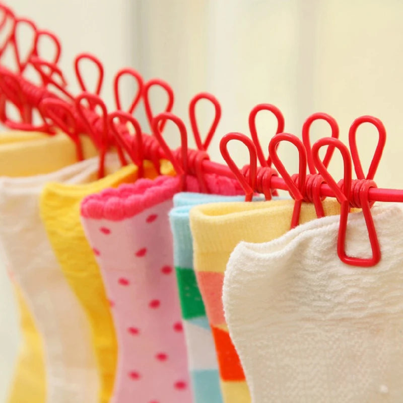 Portable Clothesline with 12 Clips Retractable Laundry Drying Rack Outdoor