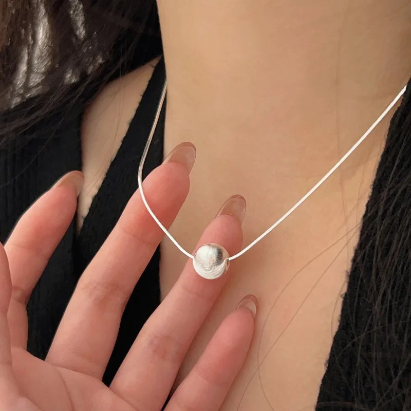 925 Sterling Silver Necklace Bead Pendant for Women Wedding Engagement Jewelry