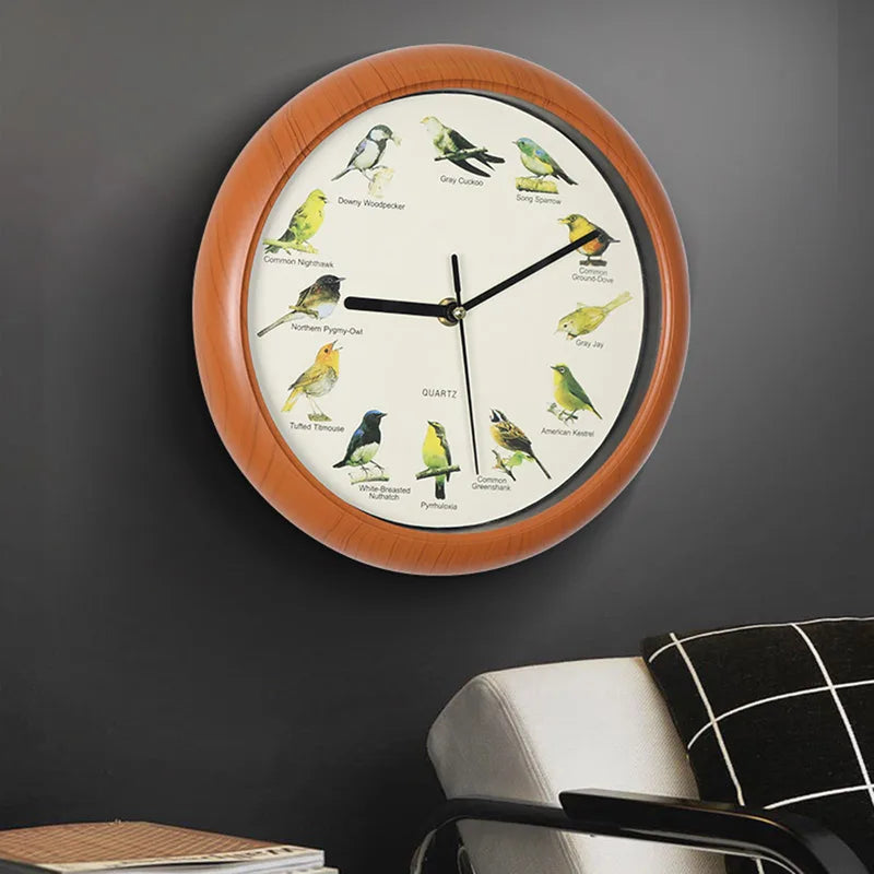 Singing Bird Wall Clock with Sound - Decorative Wall Decor for Home & Office