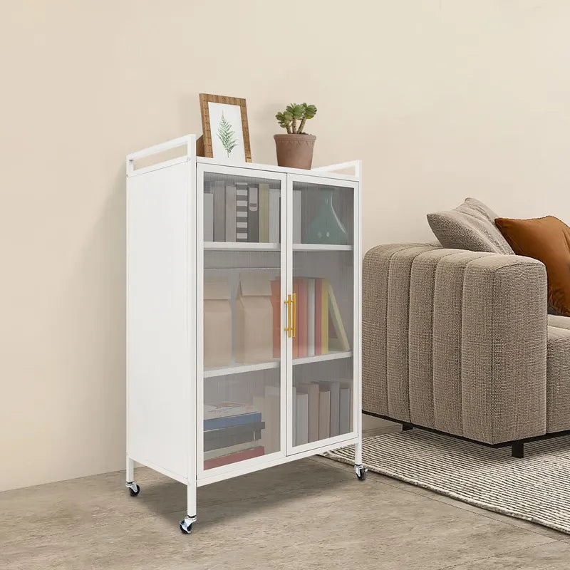 4-Tier Steel Storage Cabinet with Adjustable Shelves & Magnetic Doors for Kitchen Office