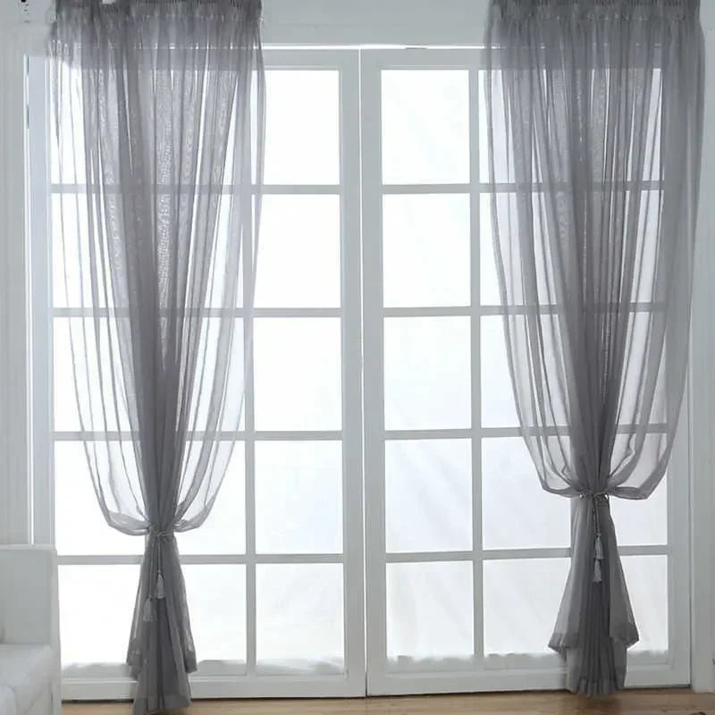 Sheer Voile Curtain for Living Room & Bedroom - Tulle Drapes, Multiple Colors