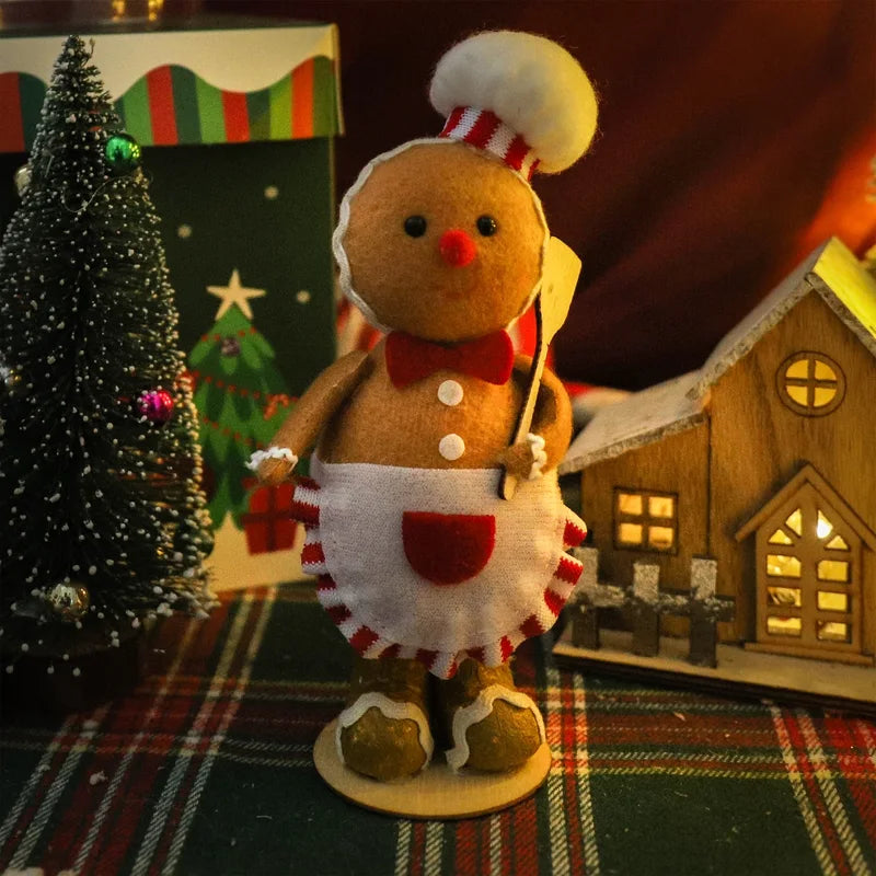 Plush Gingerbread Dolls Christmas Ornaments Set - Holiday Home Decor