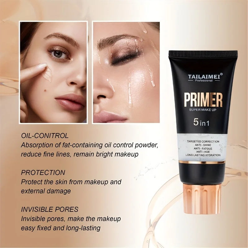 Waterproof Transparent Gel Makeup Primer - Full Coverage Matte Foundation with Color Retention