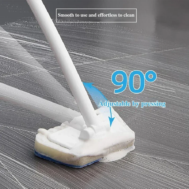 Multifunctional Long Handle Wall & Floor Sponge Brush for Bathroom Cleaning