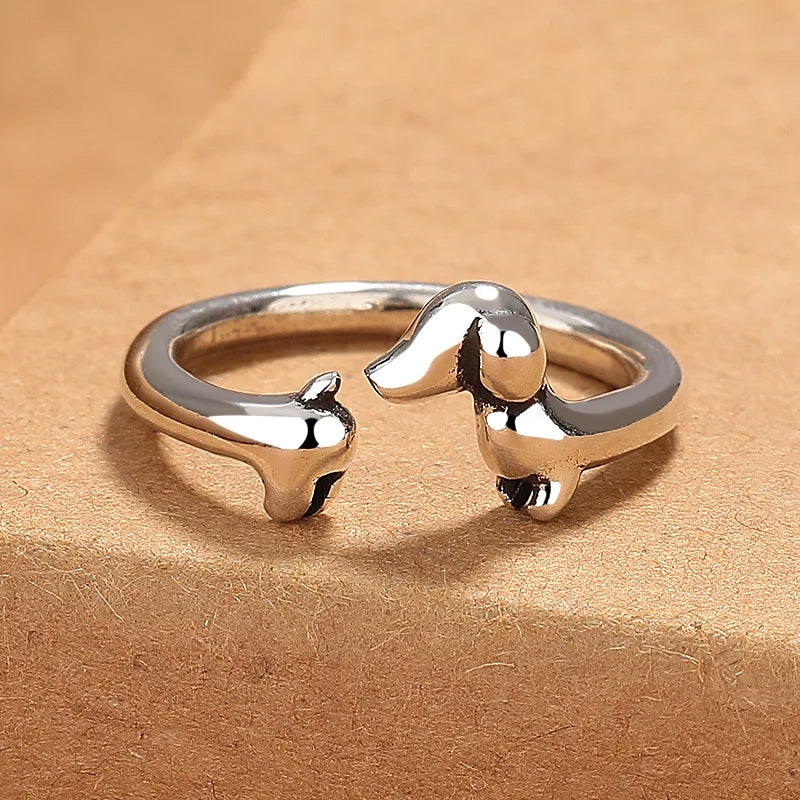 925 Sterling Silver Dog Ring for Women Vintage Jewelry Wedding Engagement Gift