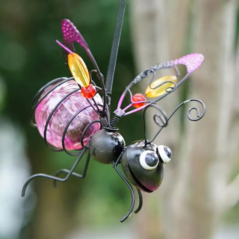 Solar Garden Insect Lantern with LED Fairy Lights - Outdoor Yard Decor