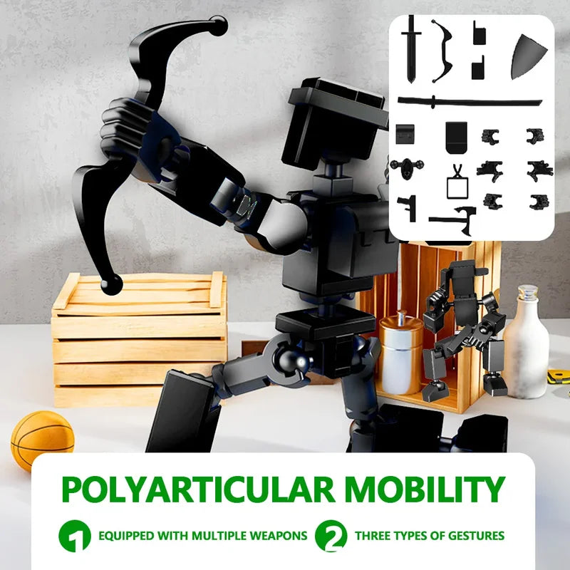 Mini Action Figures Toys with Accessories - Articulated Robot Collectible for Desk Decor