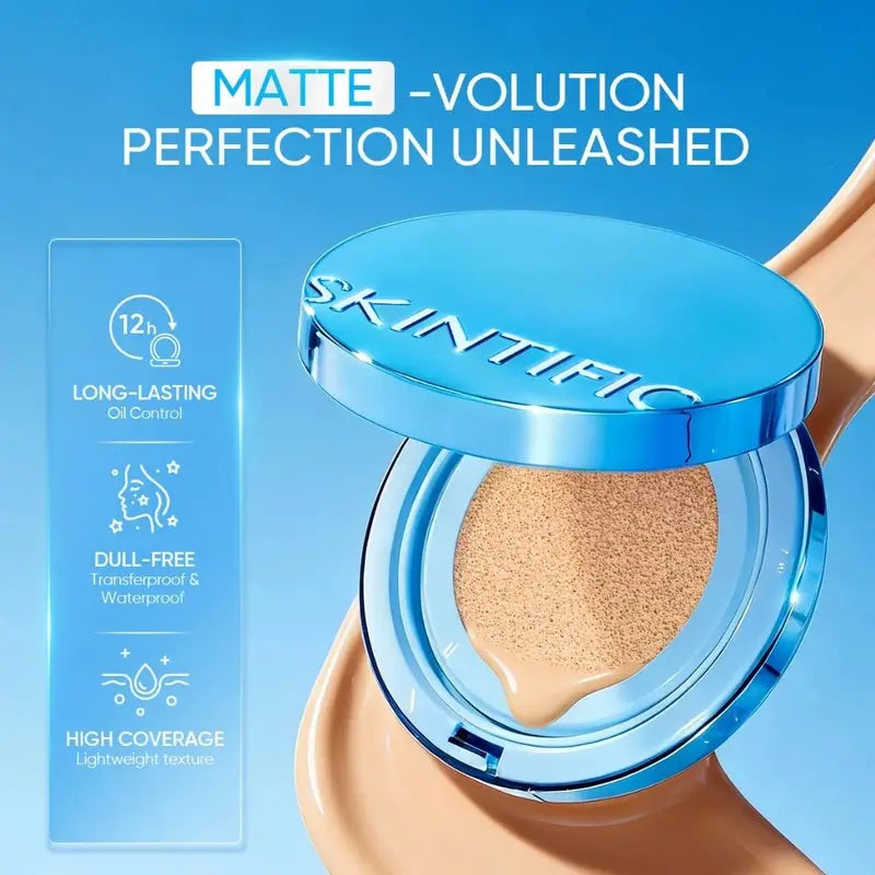 Velvet Matte Cushion Foundation for Oily Skin - Full Coverage, Long-Lasting Makeup
