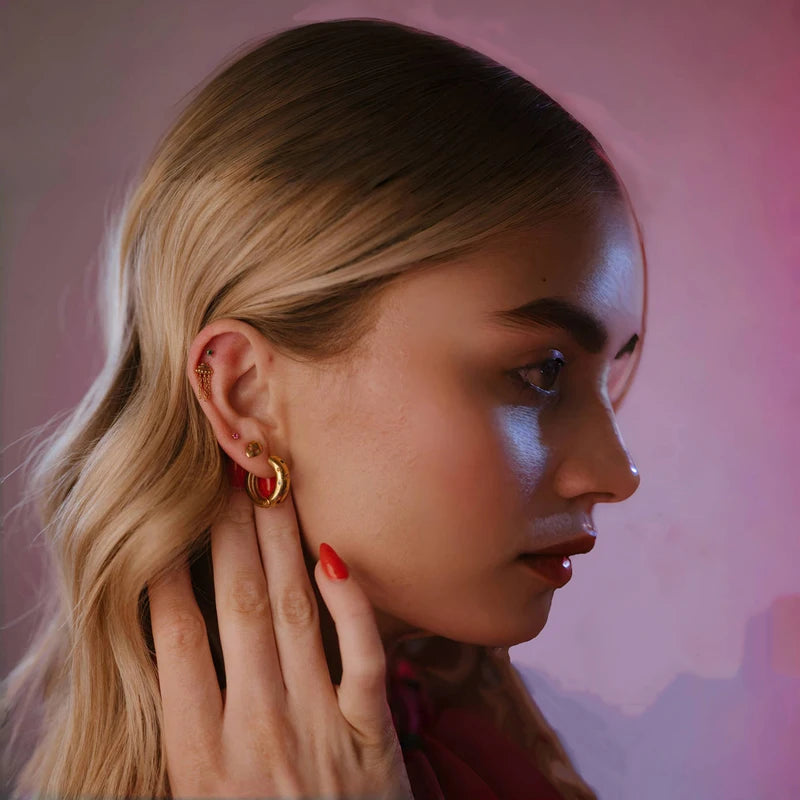 Elegant Zircon Hoop Earrings for Women in Gold, Silver & Rhodium Finishes