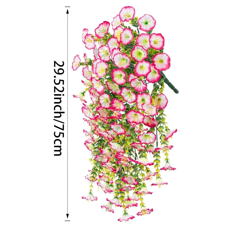 Artificial Morning Glory Flowers with Eucalyptus Leaves for Outdoor Wedding Garden Decor - 2 Pieces