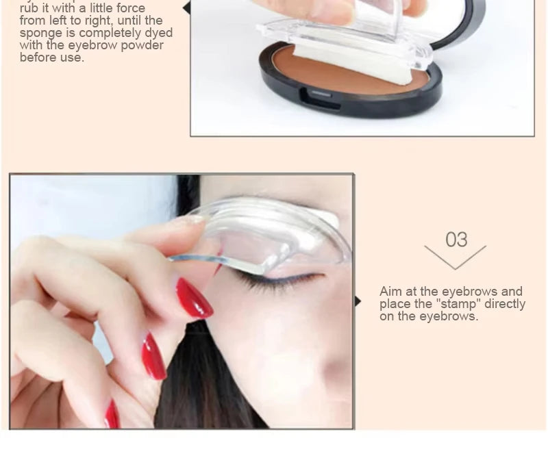 Eyebrow Powder Stamp Kit - Waterproof Eyebrow Stencil & Enhancer for Natural Look