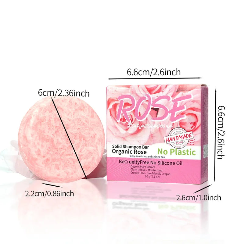 Pink Rose Nourishing Handmade Shampoo Soap with Essential Oil - Floral Fragrance