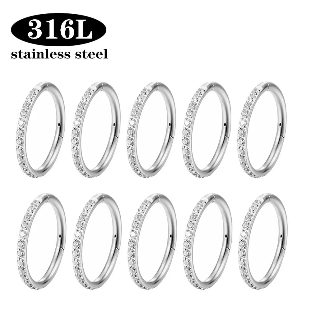1/10PCS Stainless Steel Nose Ring Hoop Earring Piercing Body Jewelry for Women