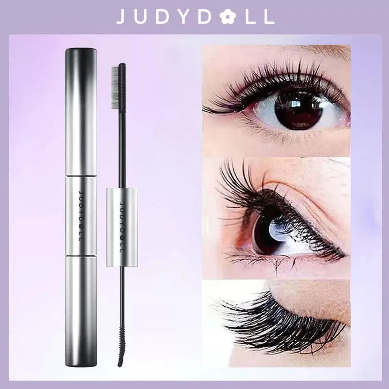 Waterproof Volumizing Curling Mascara with Fiber Brush - Clump-Free 2-in-1 Eyelash Enhancer
