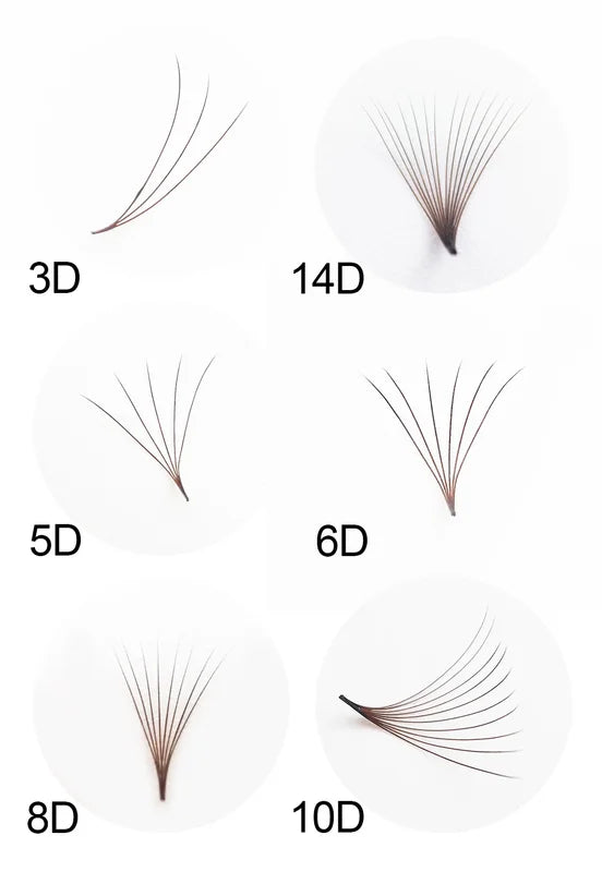 Premade Volume Lash Extensions Fans - Brown 6D 5D 4D 3D Mix - Eyelash Extensions