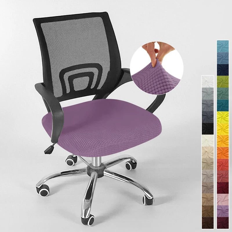 Computer Chair Cover with Armrests Knitted Jacquard Seat Protector for Swivel Office Chairs