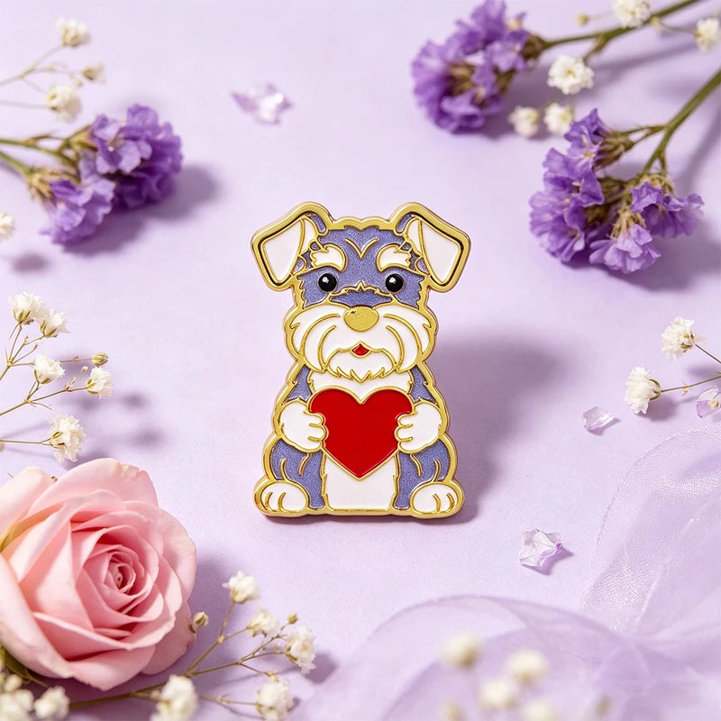 3-Pack Heart Dogs Enamel Pin Badges for Backpack and Clothing - Pet Lover Gift