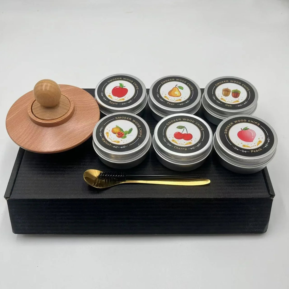 Whiskey Smoker Kit with 6 Flavors and Wood Chips for Cocktails - Infuser for Old Fashioned & Bourbon Drinks