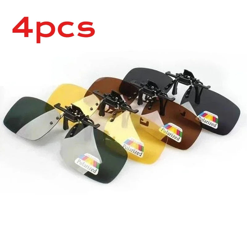 4pcs Polarized Sunglasses Clips for Eyeglasses UV400 Outdoor Shades Driving