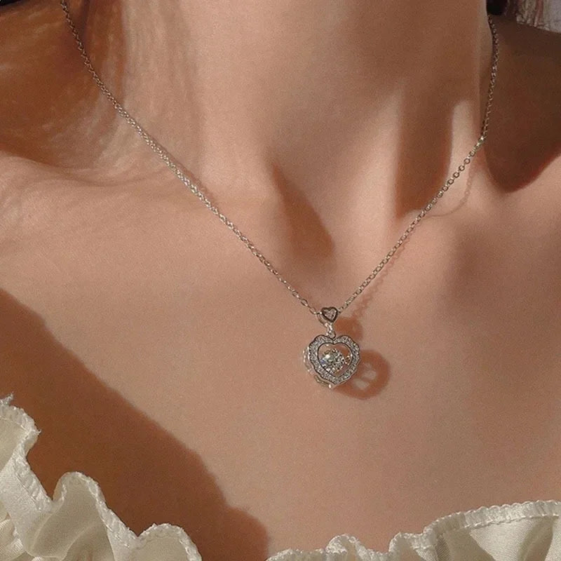 Elegant Heart-Shaped Necklace for Women with Crystal Pendant - Romantic Jewelry Gift