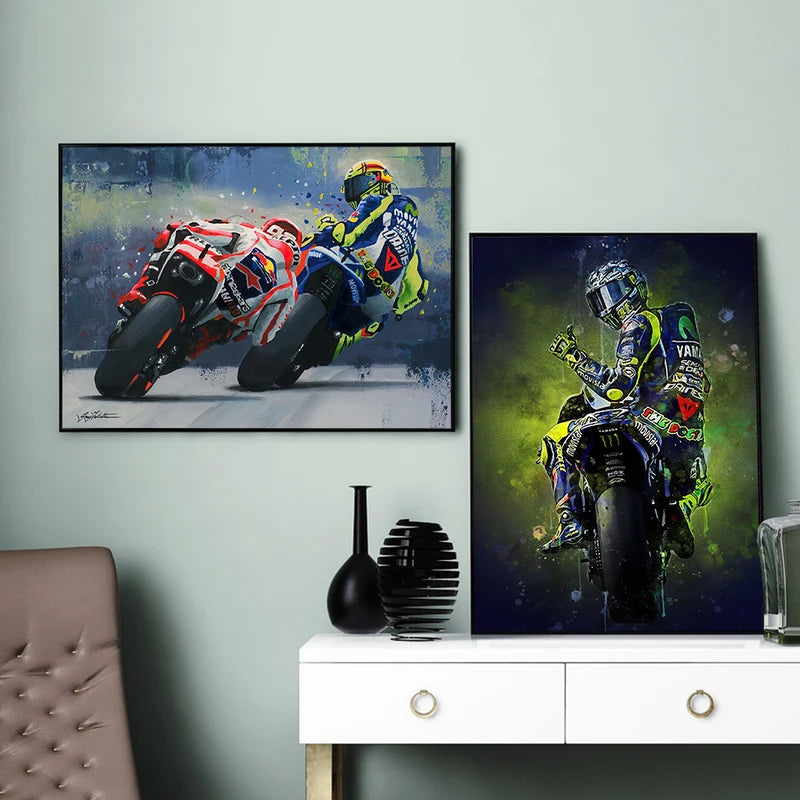 Abstract Motorcycle Canvas Wall Art Poster for Living Room & Home Decor