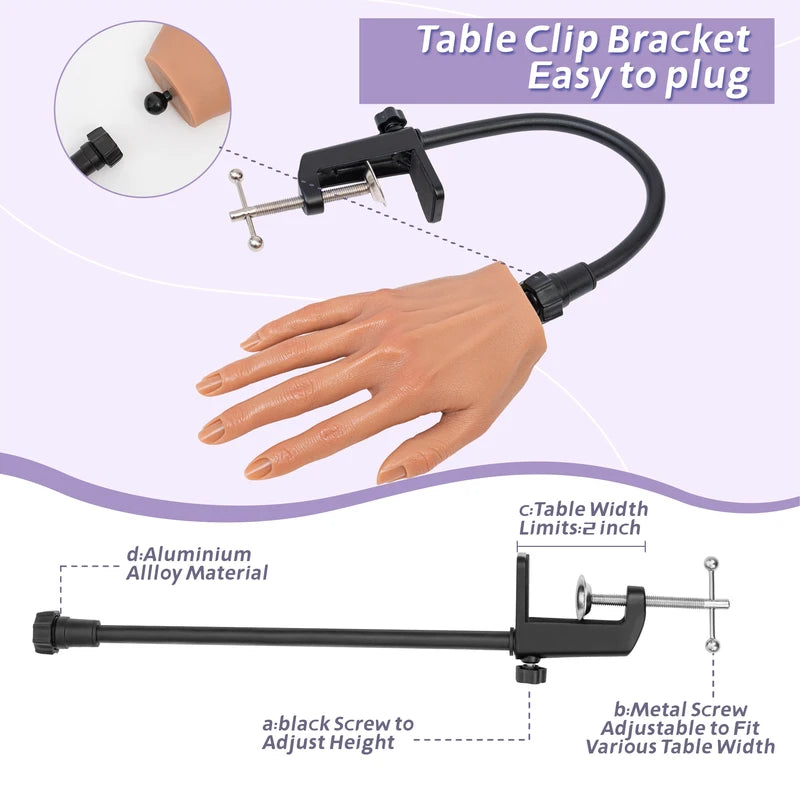Practice Hand for Acrylic Nails - Silicone Flexible Reusable Nail Training Tool