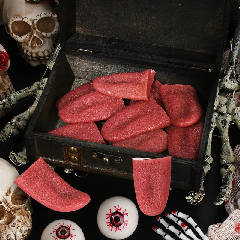 Stretchable Fake Tongue Prop for Halloween Horror Pranks and Performances