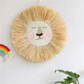 Nordic Hand Woven Lion Wall Decor Cartoon Animal Head Wall Hanging Children Room Art