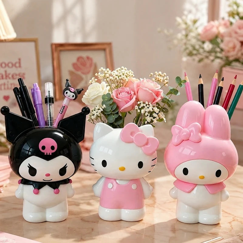 Kawaii Desktop Organizer Pen Holder Makeup Brush Storage for Girls Room