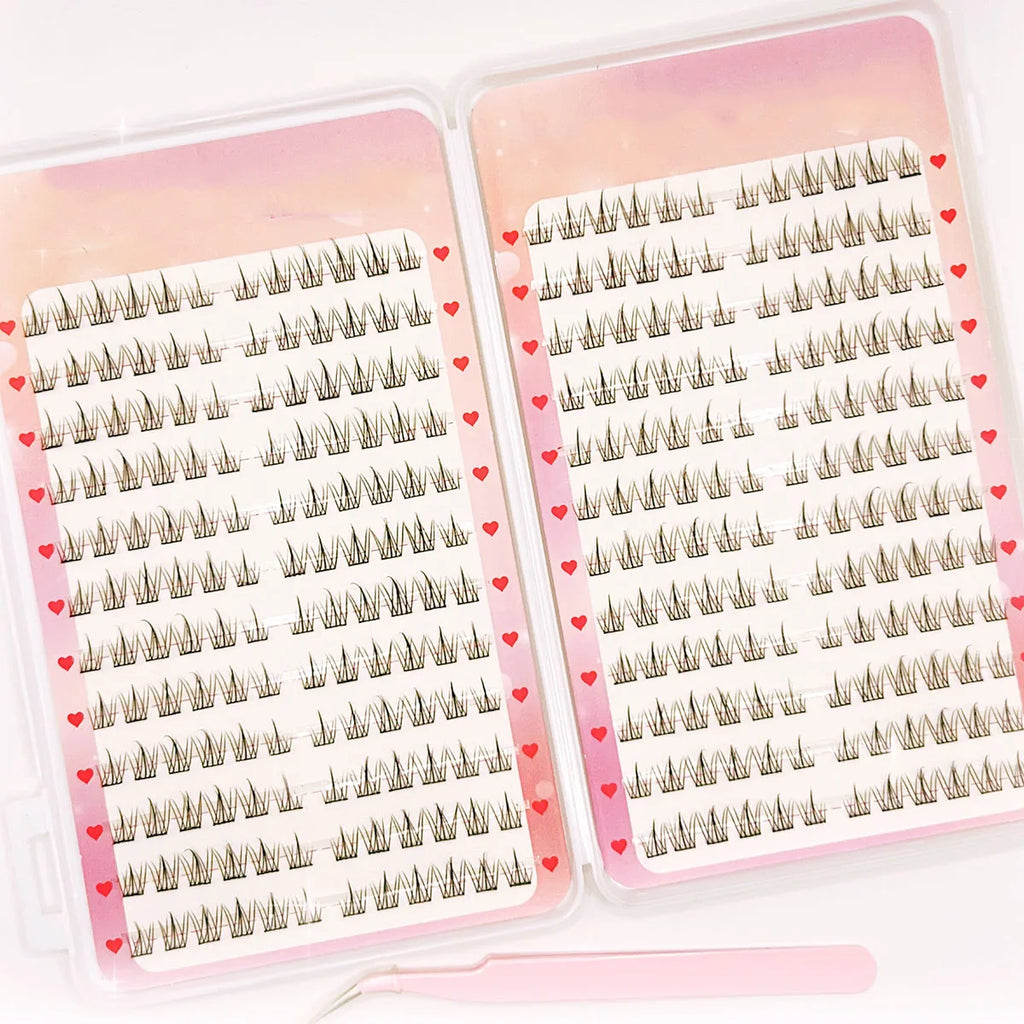 False Eyelash Book 32 Rows Natural Soft Cluster Lashes for Daily Makeup