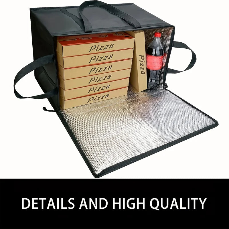 Large Reusable Insulated Food Bag - Foldable Hot Cold Takeout Tote