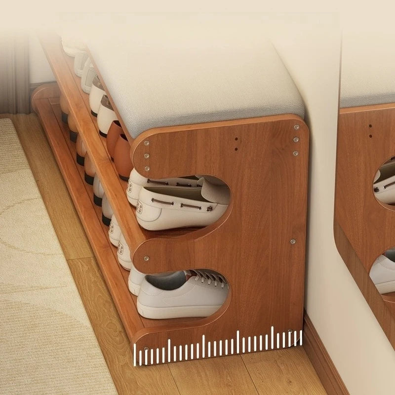 Upholstered Shoe Storage Bench with Flip Top Seat Entryway Organizer