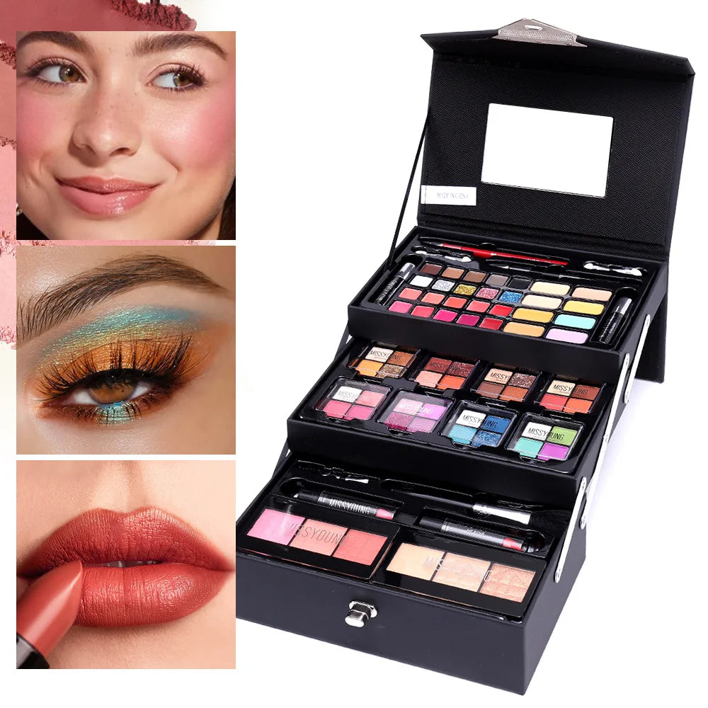 All-in-One Makeup Gift Set for Women – Eyes, Lips, Brows & Glitter Palette