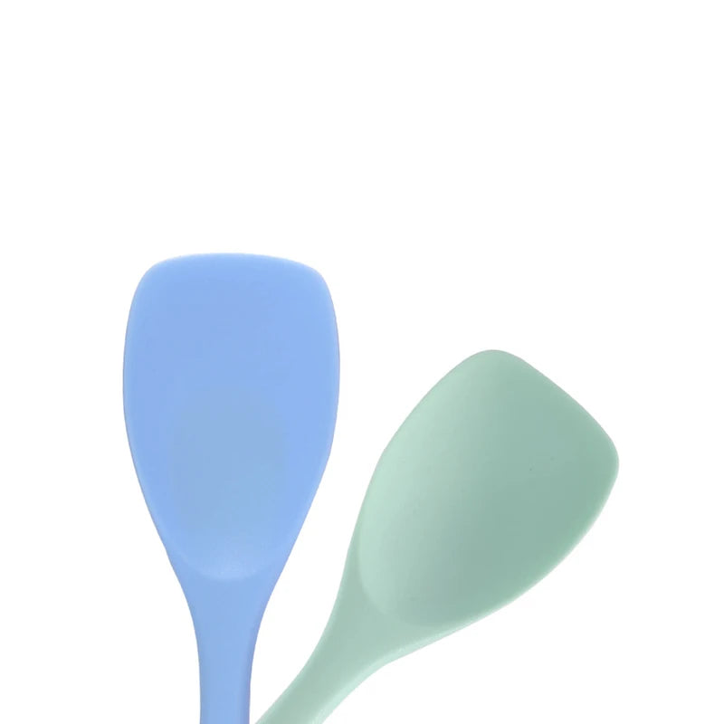 Silicone Flat Head Salad Spoon & Spatula Kitchen Utensil - All Colors
