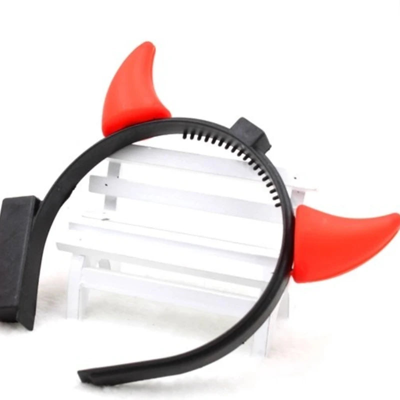 Glow LED Devil Horns Headband for Halloween Costume Party Adjustable Light-Up Headwear