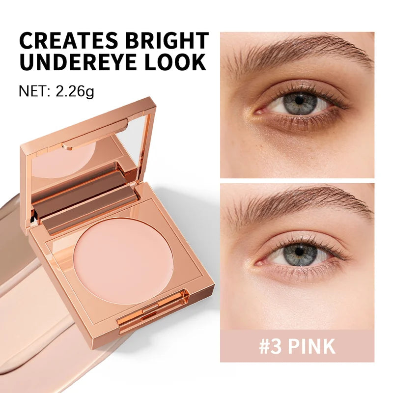 Full Coverage Undereye Corrector Powder Foundation with Puff - Waterproof, Matte Finish