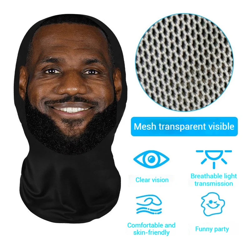 Realistic 3D Face Mask Cosplay Prop Mesh Headwear for Fashion & Social Events