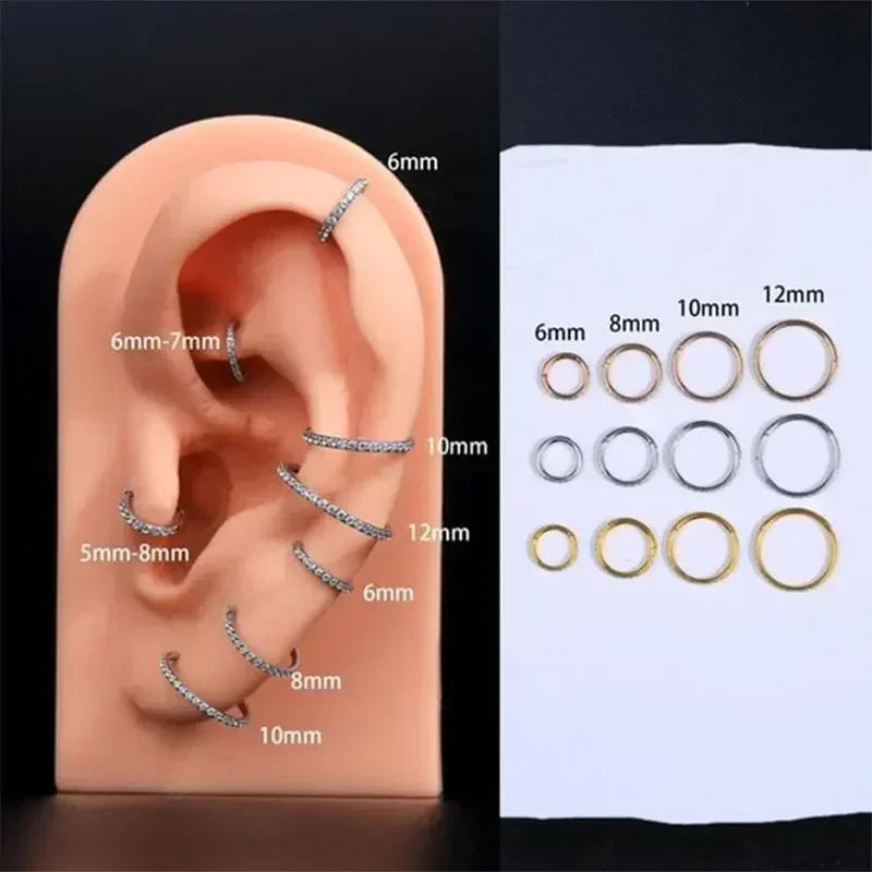 Titanium Nose Ring Septum Clicker Lip Body Piercing Jewelry 16G 18G 20G